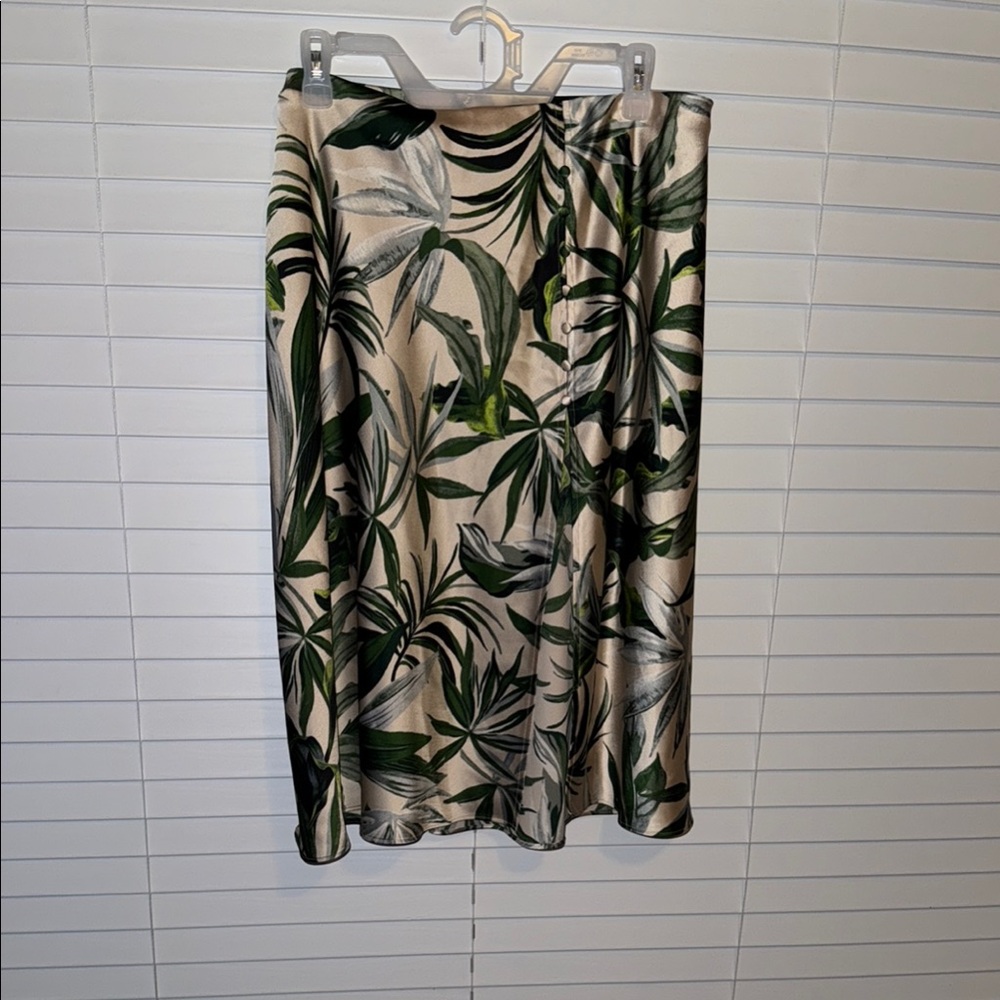 Tropical Green Leaf Print Skirt